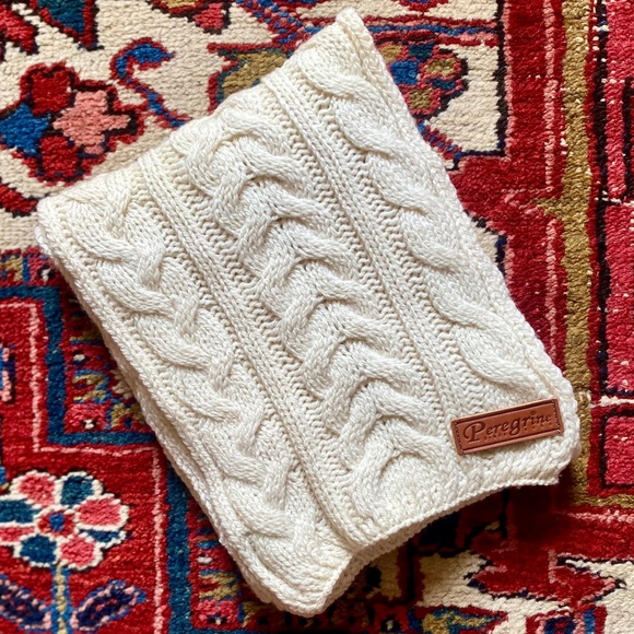 Peregrine 100% Wool Triple Cable Knit Scarf 8" x 72" Made in England *NWOT* - Picture 1 of 5